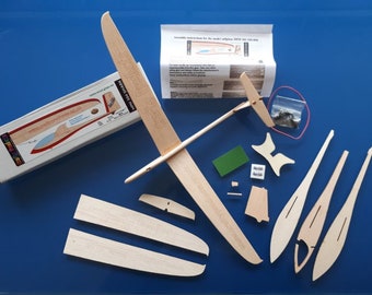 Hiesbok HPH 304 SHARK Model Sailplane Kit, laser-cut balsa parts, metal ballast weights, includes detailed plans and building instructions