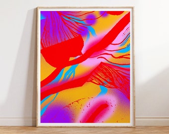 DIGITAL DOWNLOAD POSTER 40x50cm | 16x20inch Psychedelic Poster Art Illustration Neon Colors