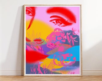 DIGITAL DOWNLOAD POSTER 40x50cm | 16x20inch Psychedelic Poster Art Illustration Neon Colors