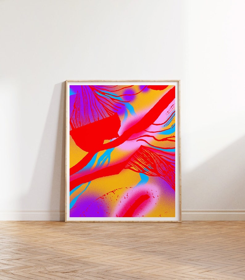 DIGITAL DOWNLOAD POSTER 40x50cm 16x20inch Psychedelic Poster Art Illustration Neon Colors image 1