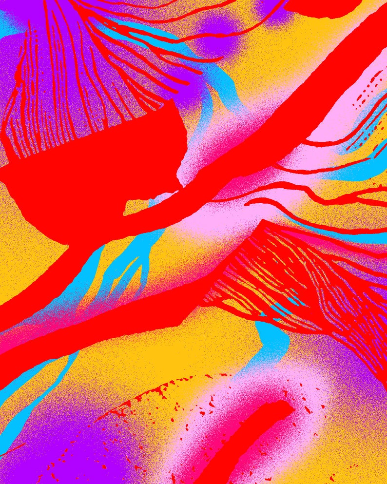 DIGITAL DOWNLOAD POSTER 40x50cm 16x20inch Psychedelic Poster Art Illustration Neon Colors image 2