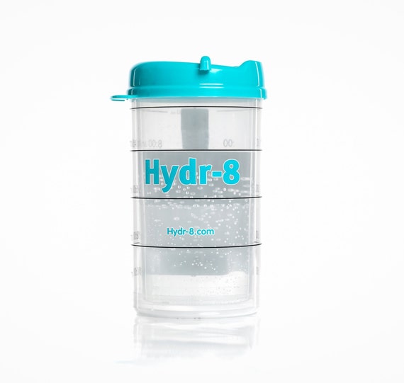 Hydr-8 Teal 32oz Insulated Water Bottle with Time Goals. Remember to drink  8 cups of water every day!