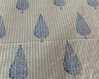 5 1/2 Cotton White & Blue Cotton Material Fabric