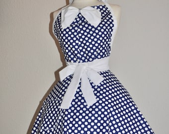 Blue Retro Polka Dot Apron