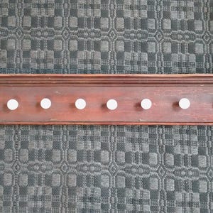 Antique Oak Wall Mounted Clothing Rack Old Porcelain Pulls Vintage Victorian Reclaimed Wood Crown Moulding Coat Hat Bathroom Wooden Hook