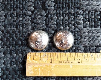 Pair of Alpaca Silver 3/4 inch Round Chicago Screw Vintage Silver Conchos