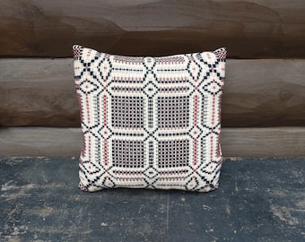 Vintage Coverlet Style Pillow, Farmhouse Country Primitive Sofa Chair Accent