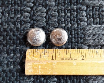 Pair of Alpaca Silver 5/8 inch Round Chicago Screw Vintage Silver Conchos