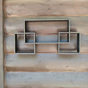 Vintage Black and Gold Wooden Shadowbox Floating Shelf Mid Century Mod Miniature Knicknack Vignette Feature Wall Decor Modular Wood Accent