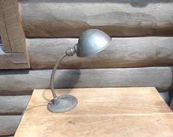 Vintage Art Deco Gooseneck Desk Lamp, Antique Industrial Adjustable Greist Table Decor Accent