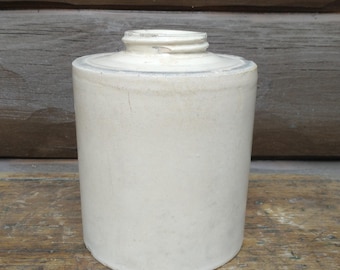 Antique Macomb Stoneware Jar, Primitive Country Farmhouse Canning Preserve Crock