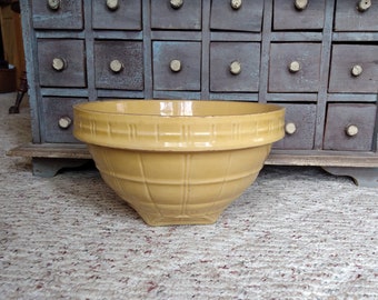 Antique Yellow Stoneware 9 inch McCoy Mixing Bowl Vintage Yellowware Country Farmhouse Decorative Pottery Kitchen Serving Dish Dough Rising