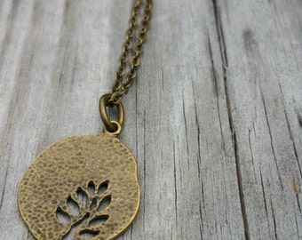 Antique Bronze Beach Sand Dollar Charm Necklace