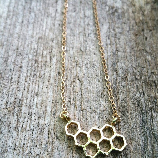 Sweet as Honey Gold Honey Comb Necklace