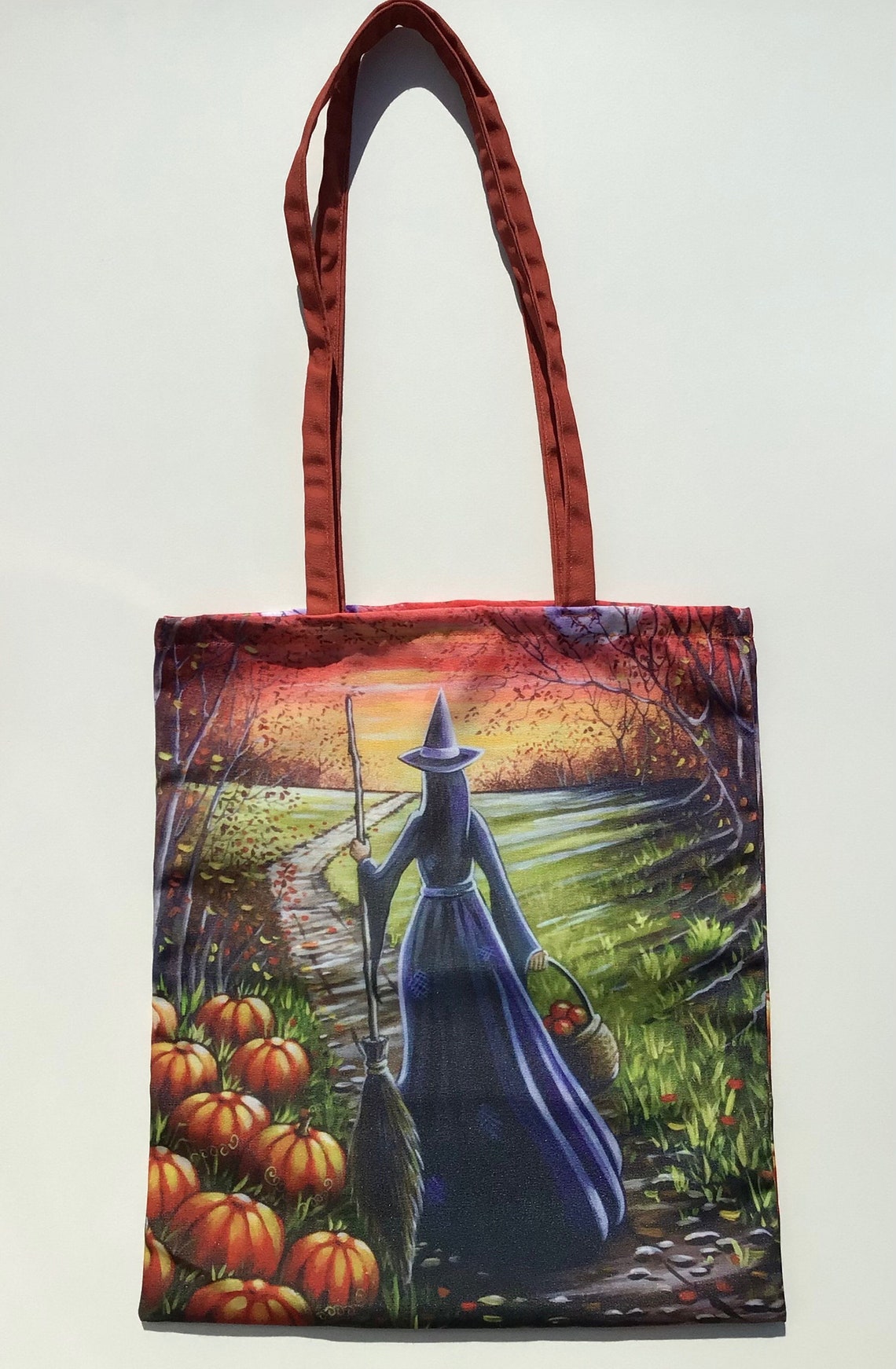 A Halloween Fall Witch Tote Bag Etsy