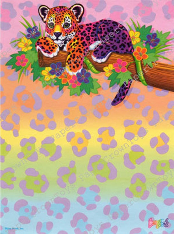 Items similar to Vintage Lisa Frank Hunter the Leopard Stationery Sheet ...