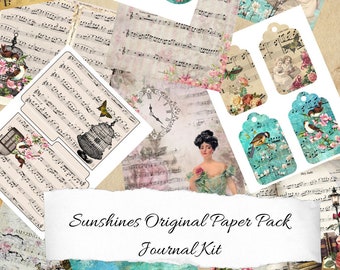 Junk Journal Kit, Printable Journal, Collage Paper, paper pack, instant download ,