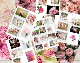 Roses Journal Kit, Roses Journal Paper, Polaroid Prints, Rose Digitals, Printable Lace, Digital Download