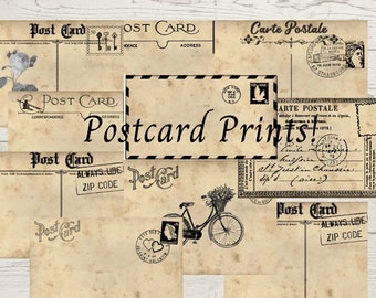 Vintage post cards, shabby post cards, scrapbook paper, collage, journal kit, paper pack, jpeg, instant download, 300 dpi