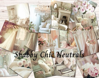 Francesca Shabby Chic Neutrals Journal Kit, 15 journal pages, ephemera, Junk Journal Paper, Paper Kit, Shabby Chic Paper, Digital Downloads