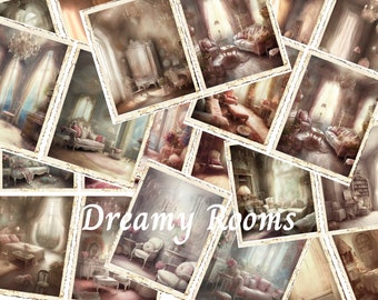 Dreamy Rooms Journal Kit, páginas de revistas, efímeras, Junk Journal Paper, Kit de papel, Shabby Chic Paper, Descargas digitales
