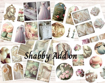 Shabby Add On Kit, journal kit, ephemera, Junk Journal Paper, Paper Kit, Shabby Chic Paper, Digital Downloads