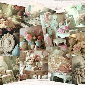 Shabby Vignet Journal Kit, tijdschriftpagina's, efemere, Junk Journal Paper, Paper Kit, Shabby Chic Paper, Digitale downloads