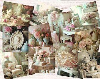 Shabby Vignette Journal Kit, journal pages, ephemera, Junk Journal Paper, Paper Kit, Shabby Chic Paper, Digital Downloads