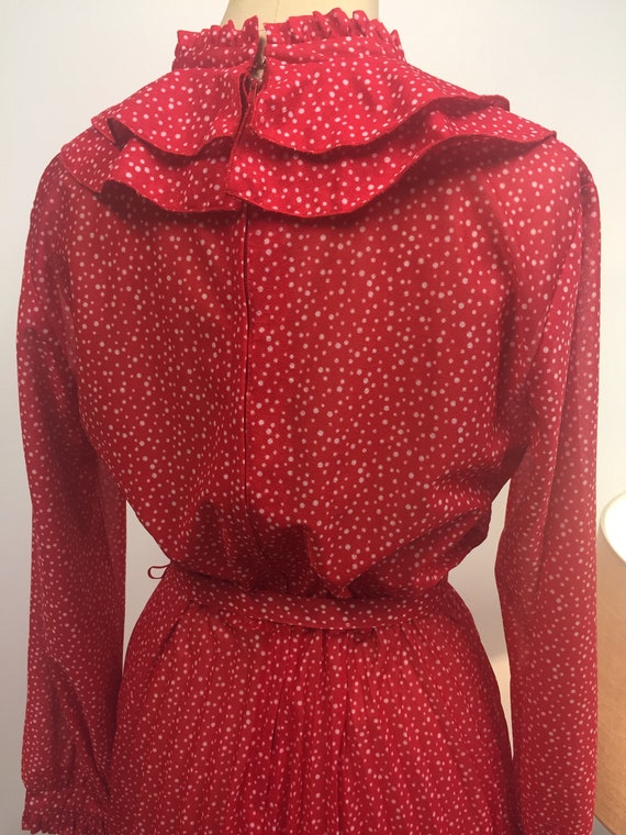 Original vintage 70s dress secretary geek red pol… - image 5