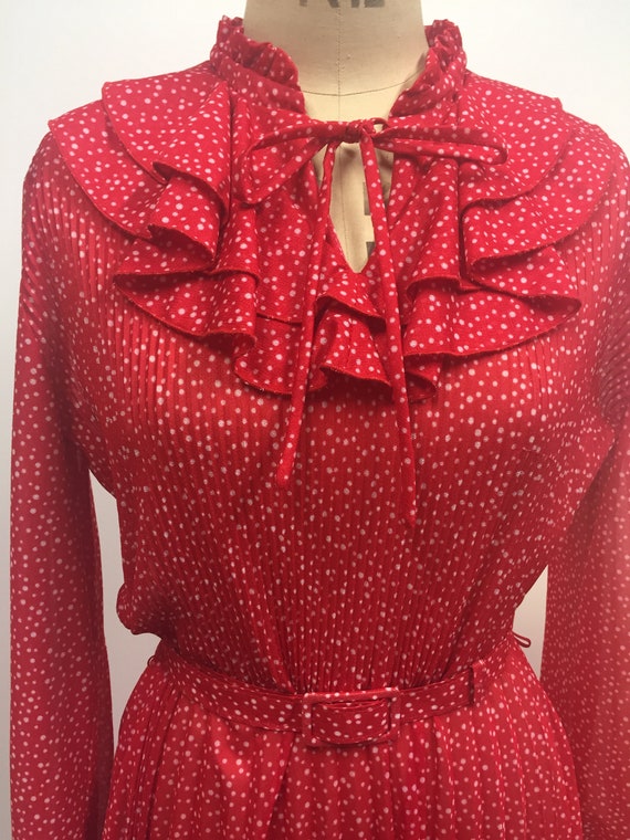 Original vintage 70s dress secretary geek red pol… - image 2