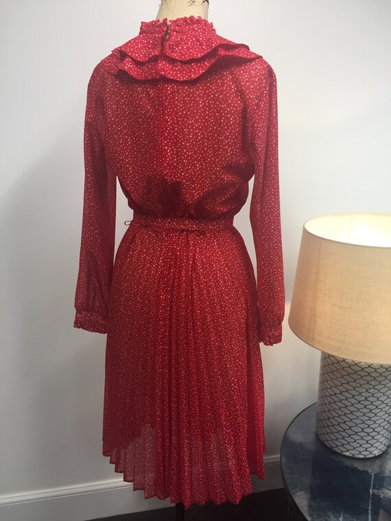 Original vintage 70s dress secretary geek red pol… - image 4