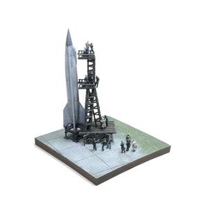 1:144 / N scale / 12mm &quot;Peenemunde&quot; Diorama Kit with Piloted V2/A9 Rocket.  3D Printed . Unpainted, unassembled