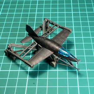 1/144 3D Printed WWII von Braun Interceptor First Version, Twin Seater Variant with Launch Trailer. Unpainted and unassembled or painted