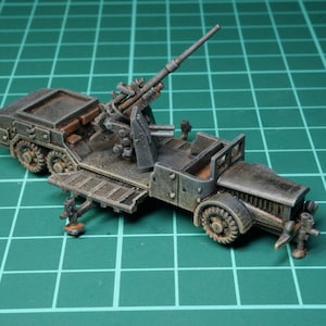 1/144 3D Printed WWII 88mm Flak (Motorised) Sd.Kfz “VOMAG” [late version] in Firing Mode. Unpainted or painted