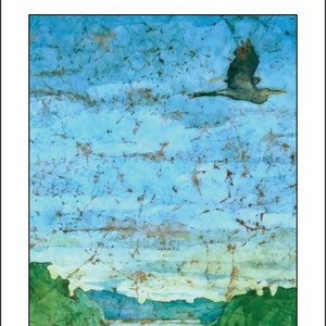 Heron Aquarel Batik Wenskaart: voor vriendschap, aanmoediging, all-gelegenheid