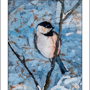Winter Chickadee Aquarell Batik Grußkarte: für Freundschaft, Ermutigung, All-Gelegenheit