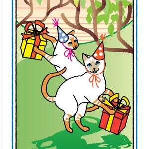 Carte de voeux chat : Celebration - pour les anniversaires, de mariage, en pensant à vous, amour, amitié, anniversaire