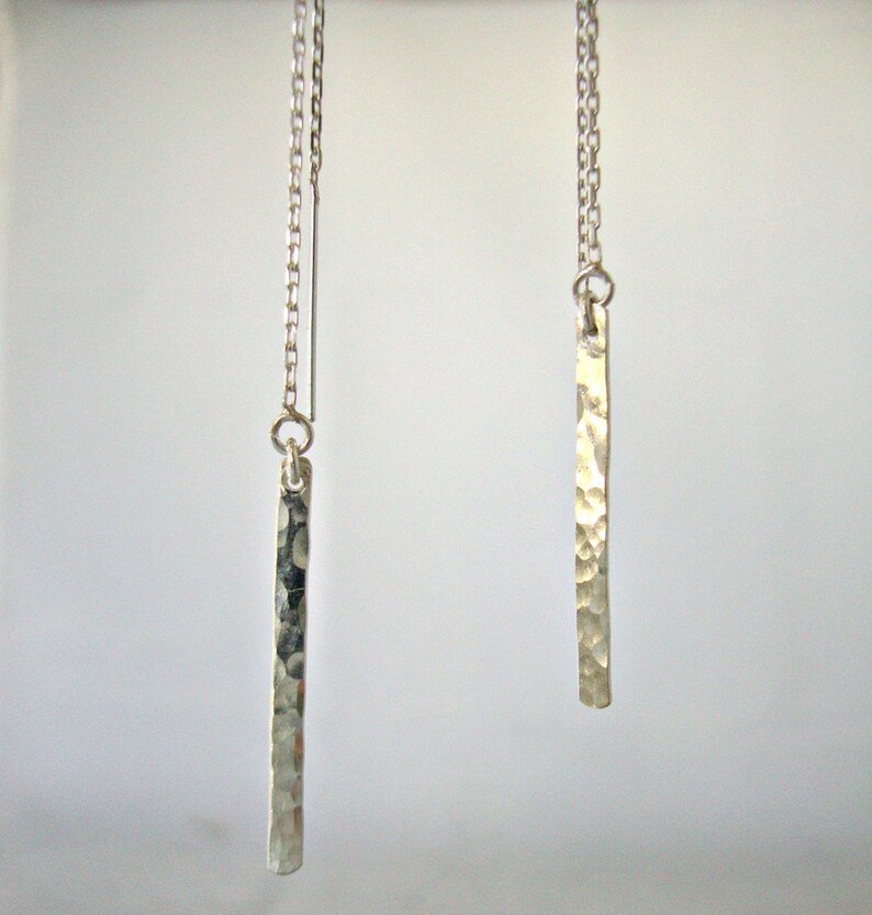 Hammered Sterling Silver Threader Earrings Sterling Silver Etsy
