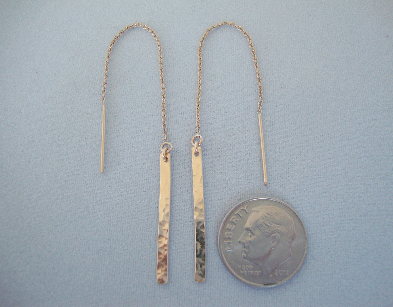 Hammered GoldFilled Threader Earrings GoldFilled Hammered Etsy