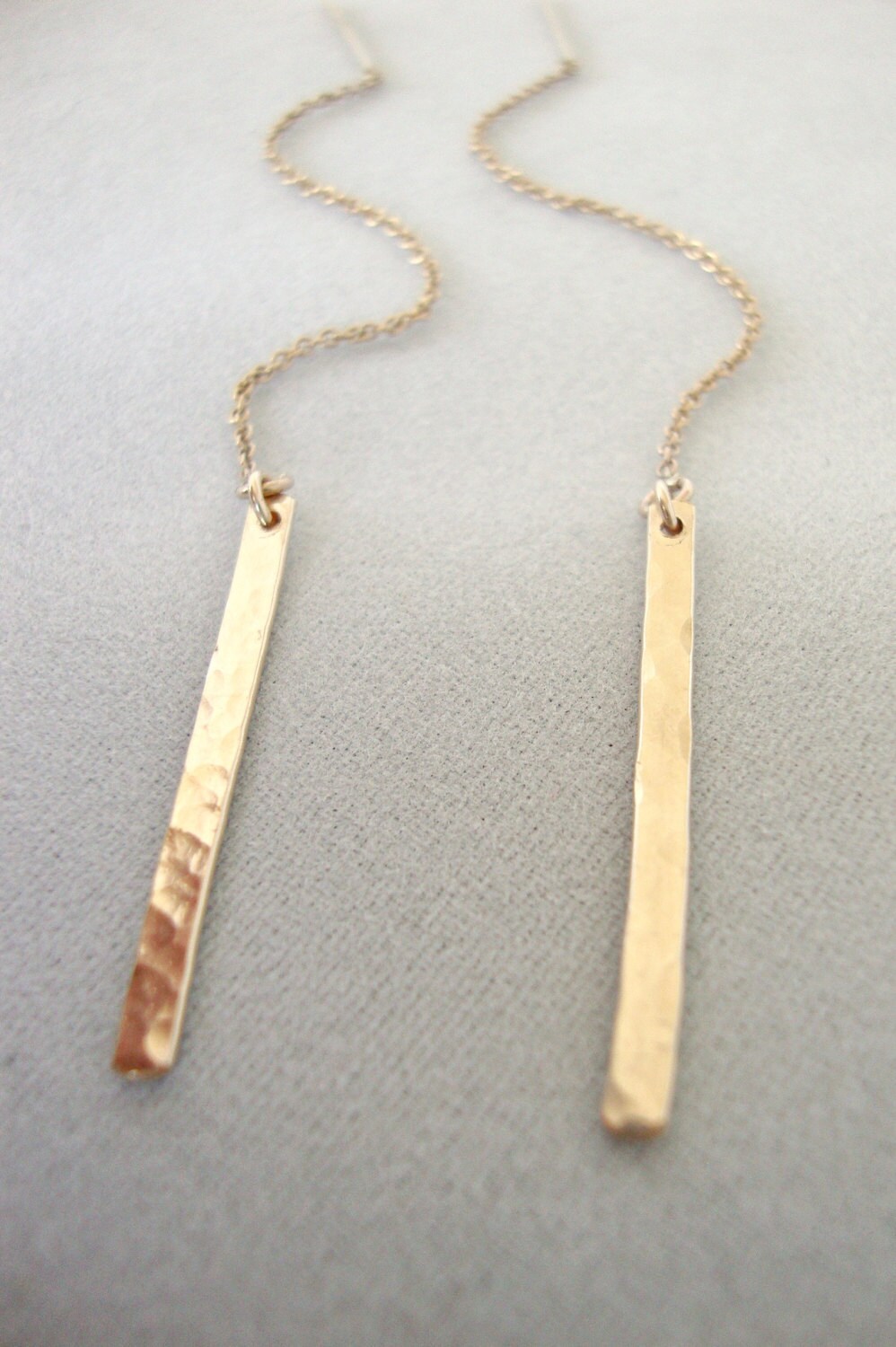 Hammered GoldFilled Threader Earrings GoldFilled Hammered Etsy