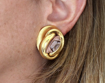 Boucles d’oreilles Chunky Clip-On plaquées or des années 1980 - Fabriquées à la main à Salzbourg