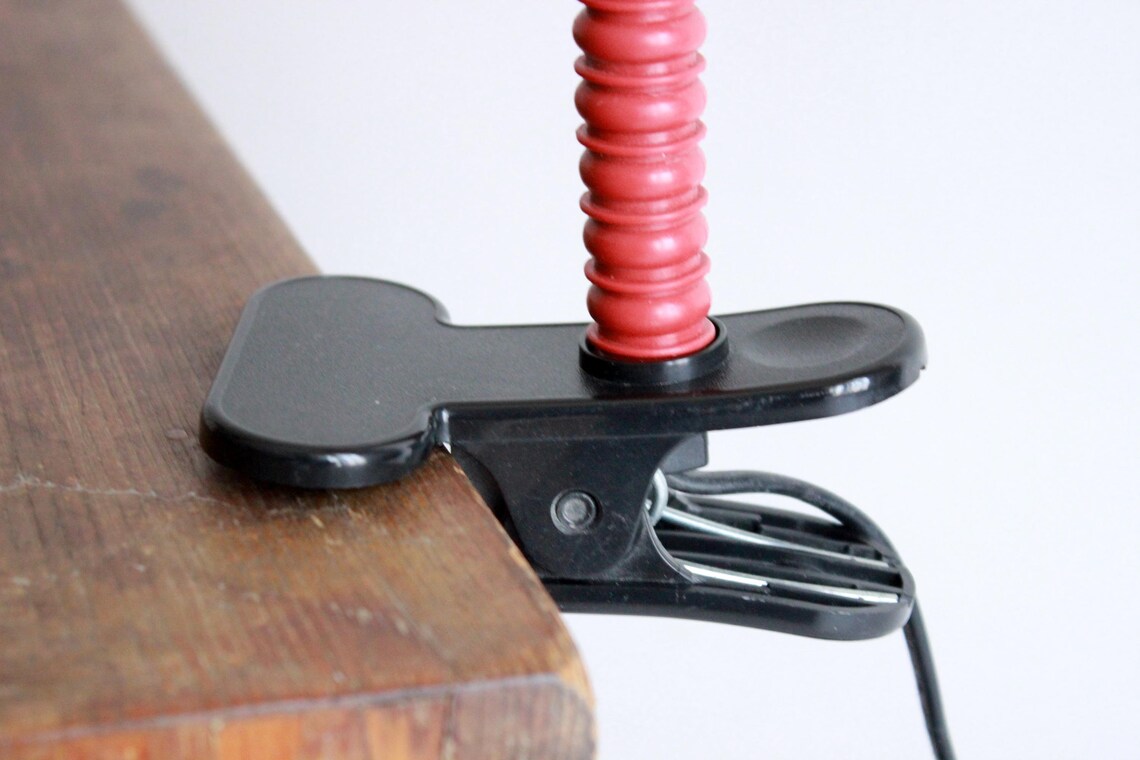 Red IKEA K9701 clamp lamp – vintage 80s desk light with flexible neck | EU Plug, foto 3 di 4