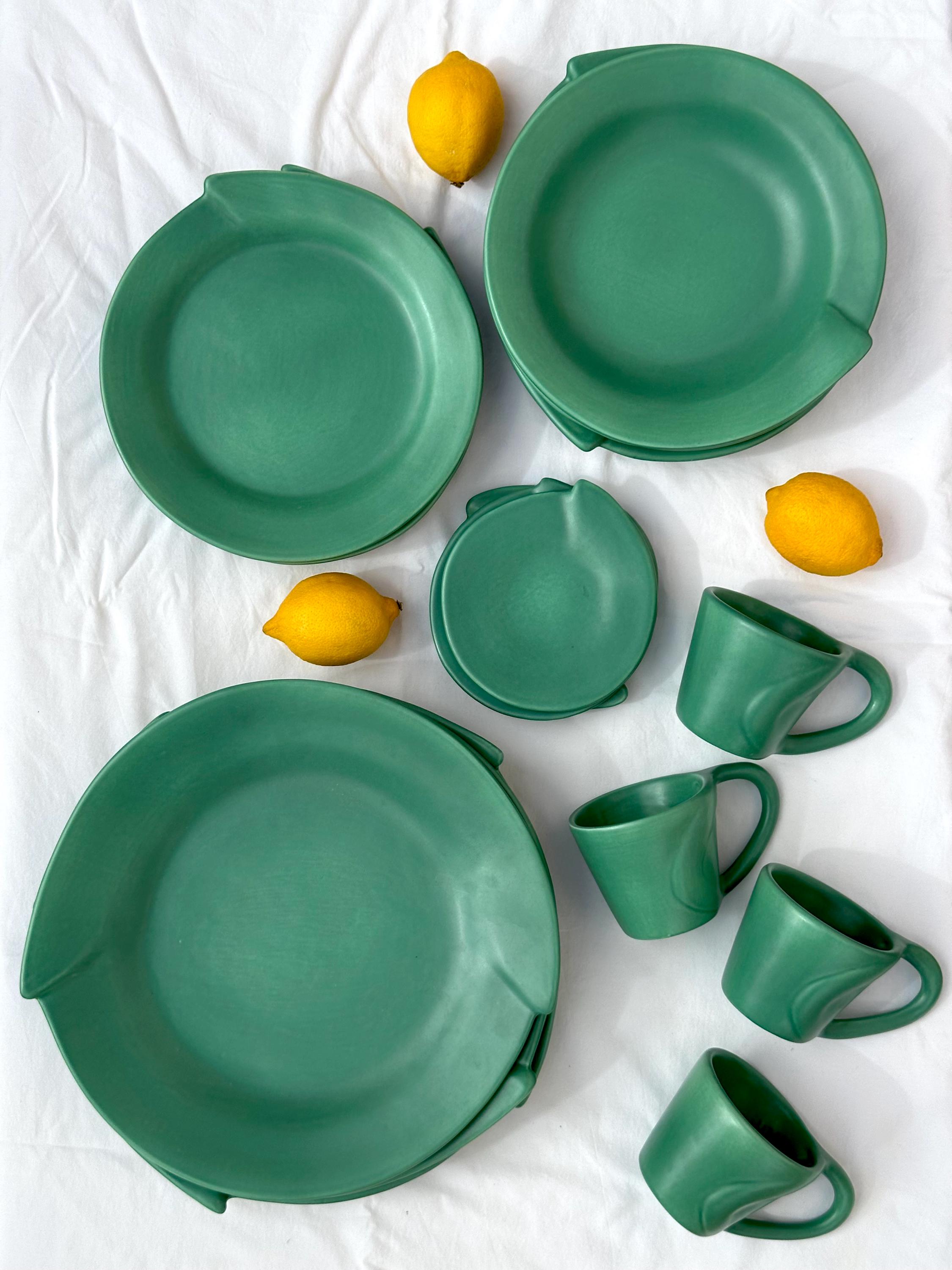 Julie Sanders “cyclamen” Dinnerware Set – Matte Green Ceramic, 20