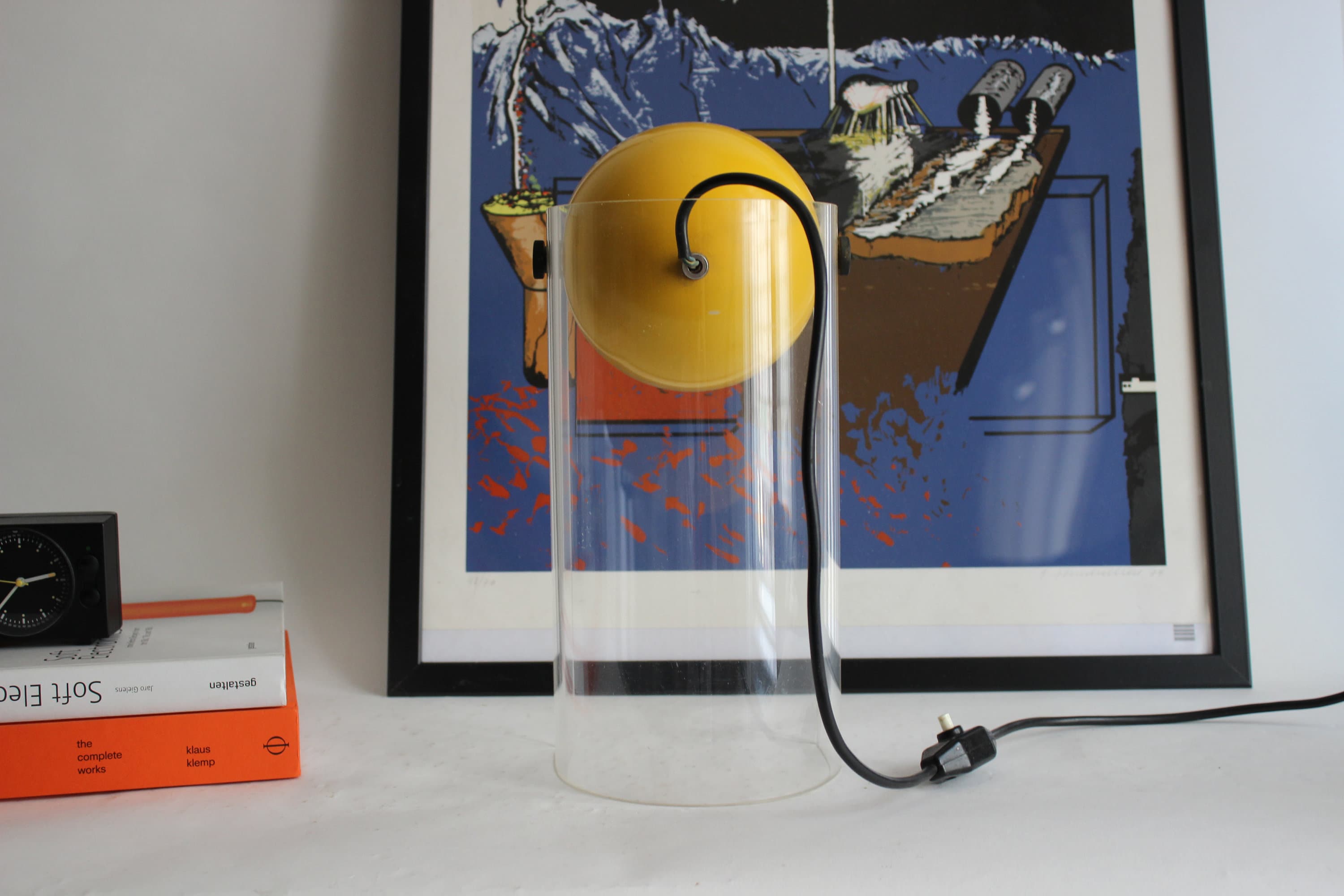 Vintage 1970s Space Age Yellow Desk Lamp With Acrylic Stand | EU