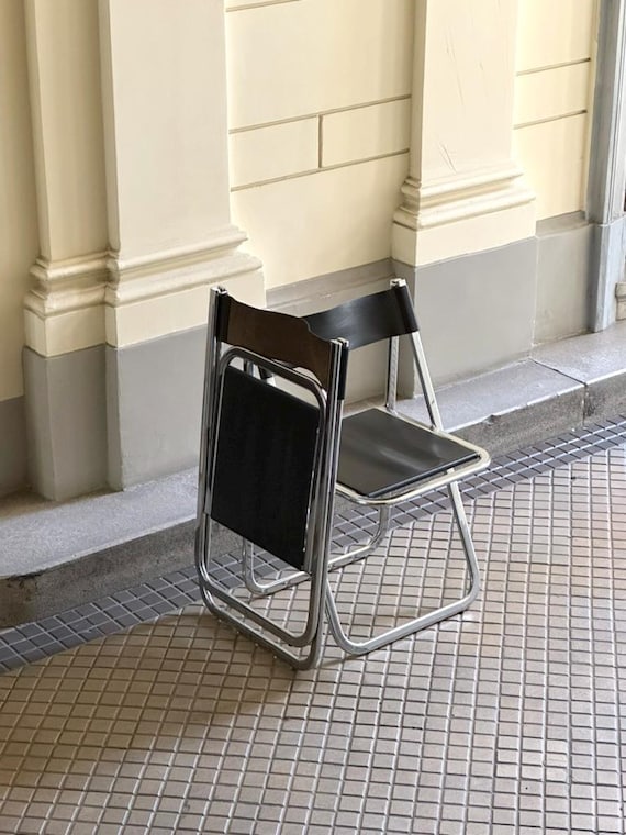 Set of Two “tamara” Folding Chairs by Arrben, Italy 1970s, Chrome