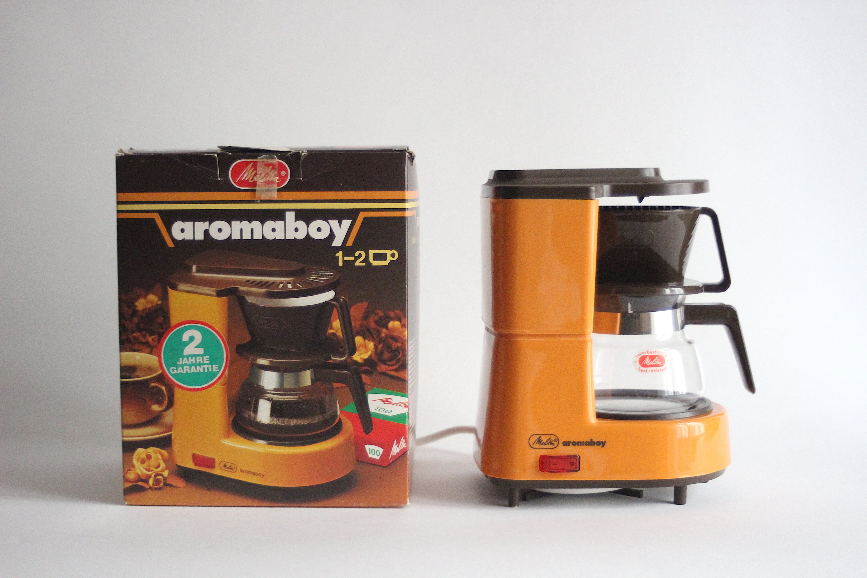 Melitta AROMABOY Small Orange Filter Coffee Maker for 1-2 Cups