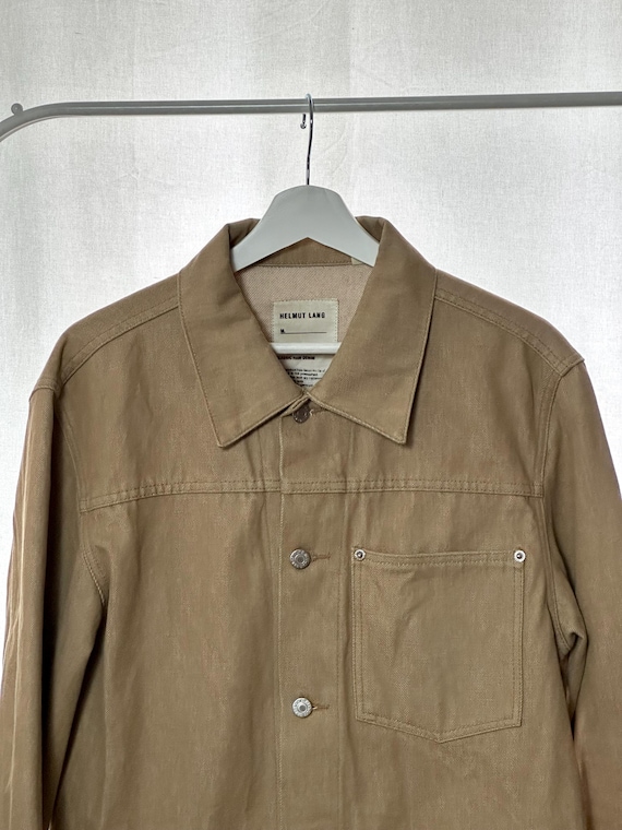 Vintage Helmut Lang Men's Khaki “classic Raw Denim” Trucker Jacket
