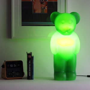 Blue Gummy Bear Lamp and Nightlight Pop Culture 90s Era Bed Side Table Lamp  Kids Bedroom Lamp 