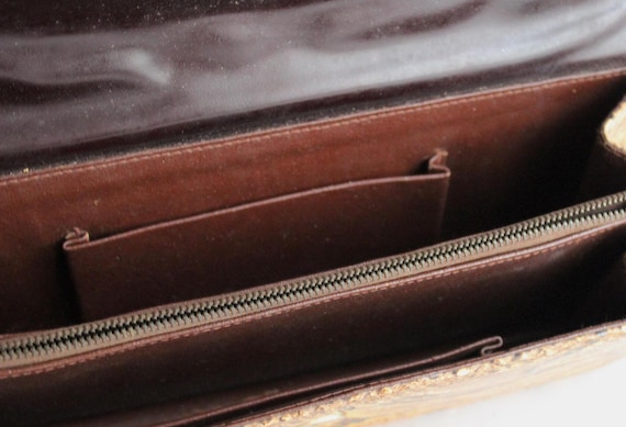 Exquisite Vintage Python Print Leather Shoulder B… - image 7