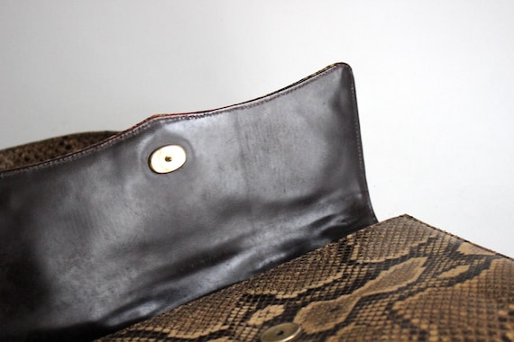 Exquisite Vintage Python Print Leather Shoulder B… - image 6